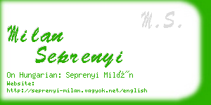 milan seprenyi business card